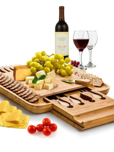 Multipurpose Cutting Board with Charcuterie Serving Set, Drawer
