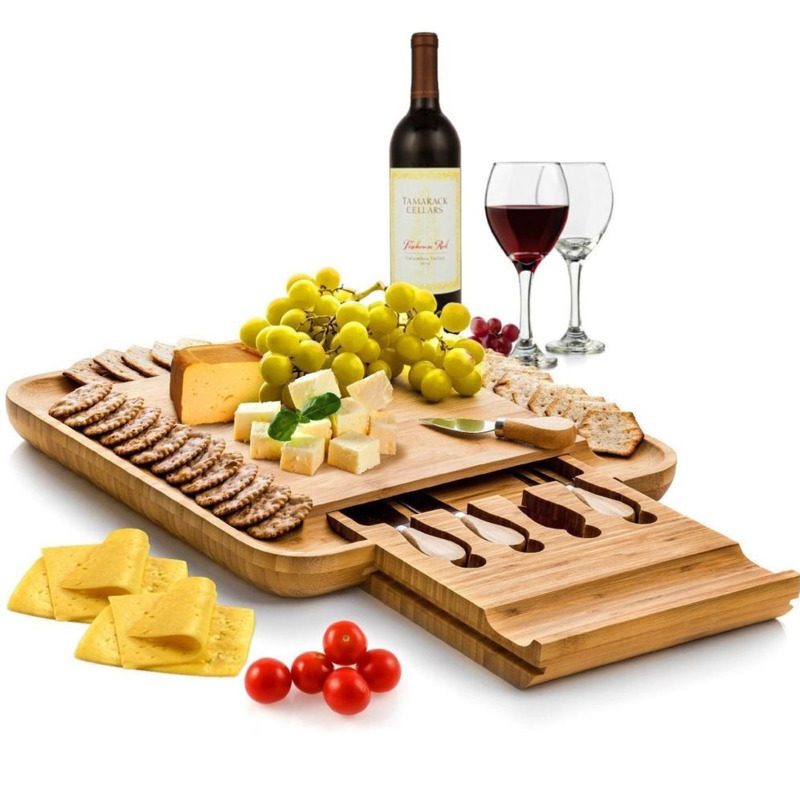 Multipurpose Cutting Board with Charcuterie Serving Set, Drawer