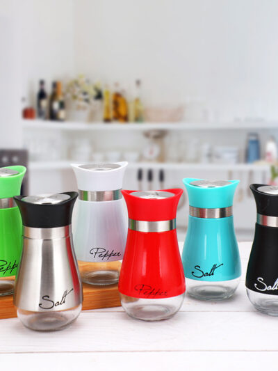 Salt And Pepper Shakers Set with Glass Bottom