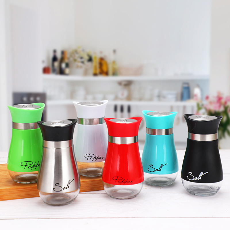Salt And Pepper Shakers Set with Glass Bottom