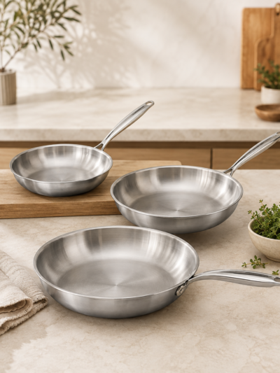 Stainless Steel Frying Pan 3 Piece Set
