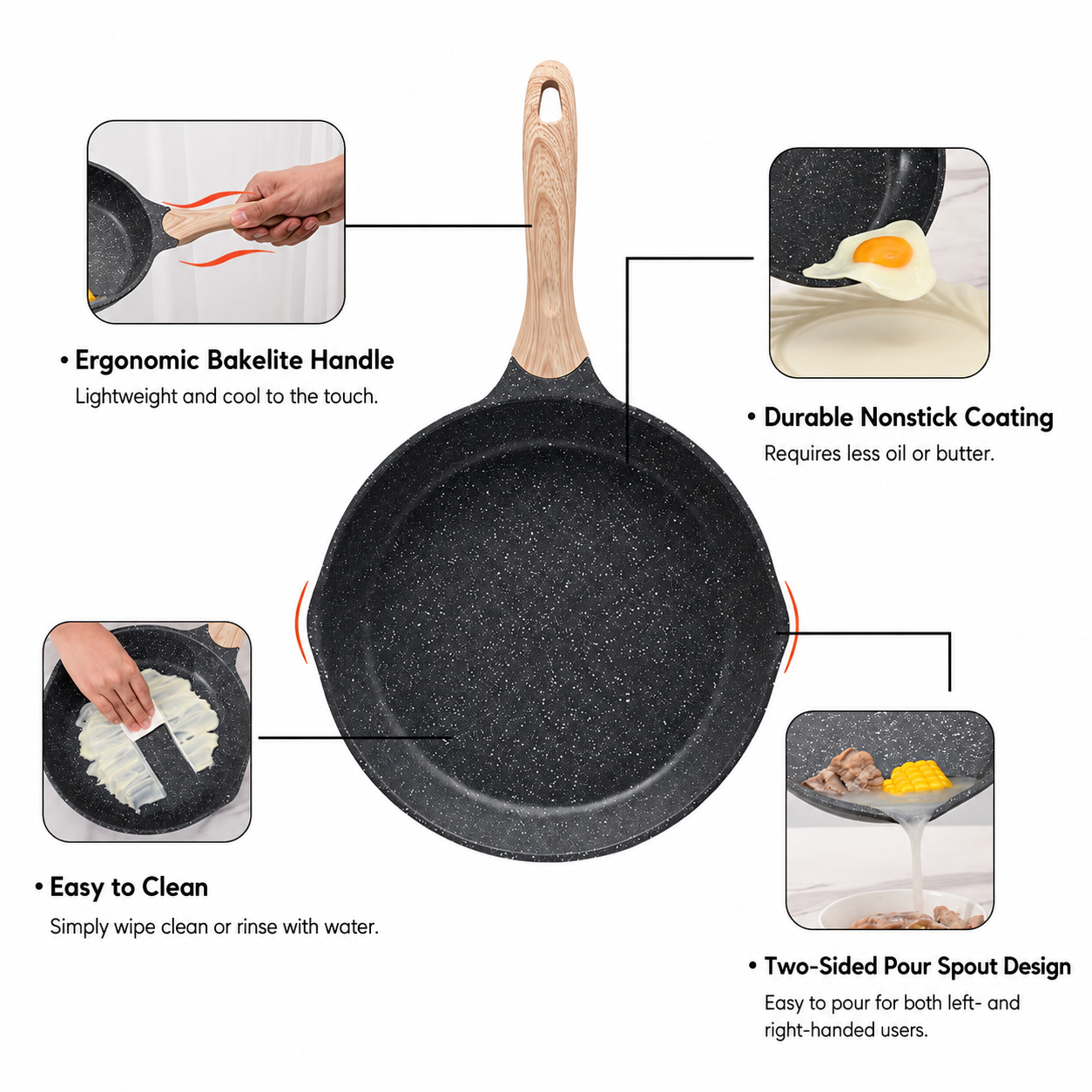 Stone Nonstick Frying Pan With Heat-Resistant Handle - Image 7