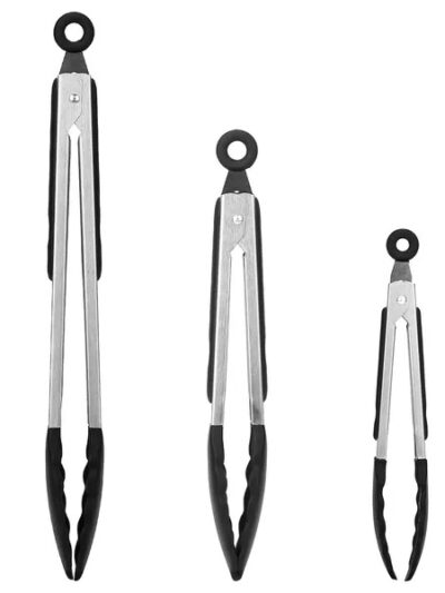 3Pcs Stainless Steel Kitchen Tongs With Silicon Tips
