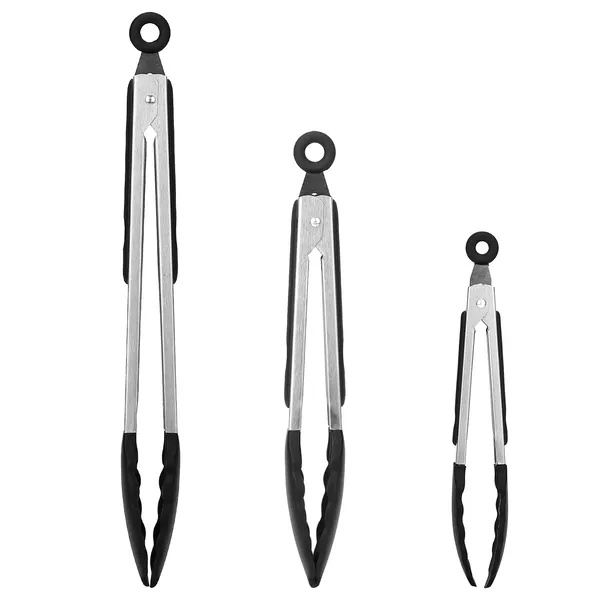 3Pcs Stainless Steel Kitchen Tongs With Silicon Tips