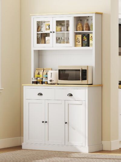 Freestanding Kitchen Cabinet, 71" Tall Pantry Cabinet, White