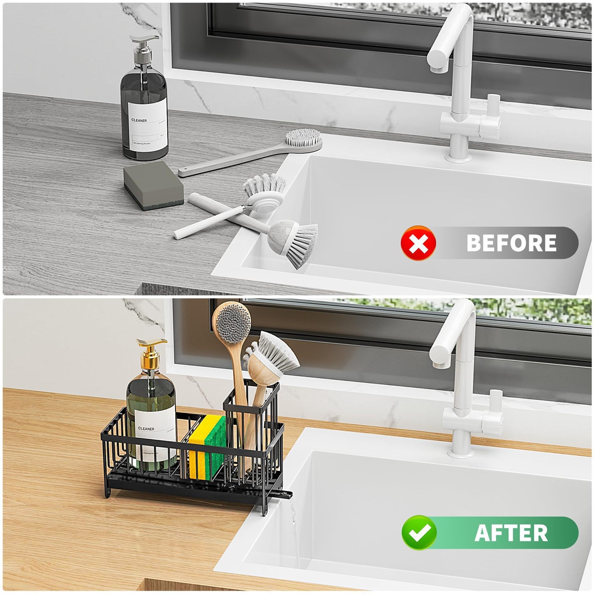 Stainless Steel Compact Kitchen Countertop Sink Caddy Organizer - Image 7