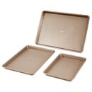 3-Piece Nonstick Carbon Steel Baking Pan Set, Tan