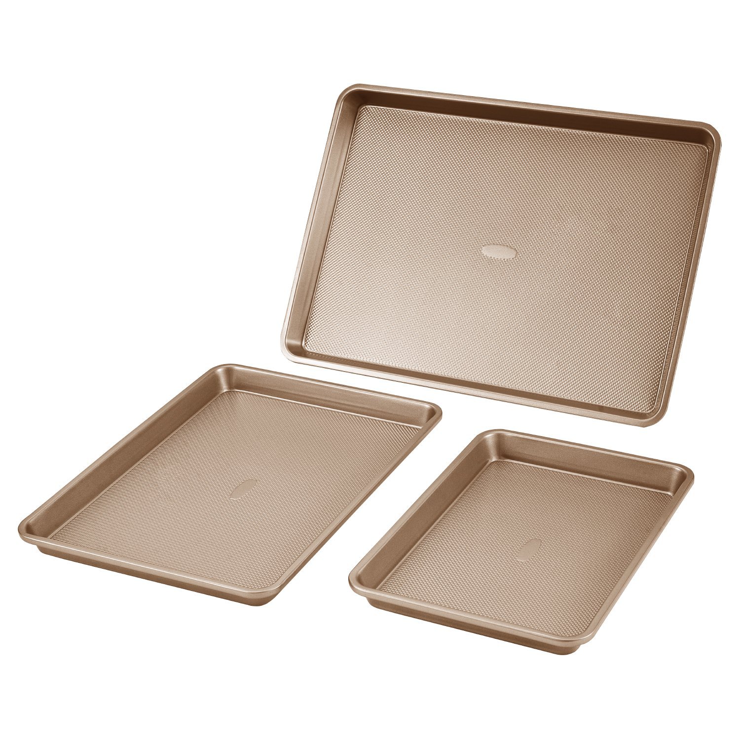 3-Piece Nonstick Carbon Steel Baking Pan Set, Tan