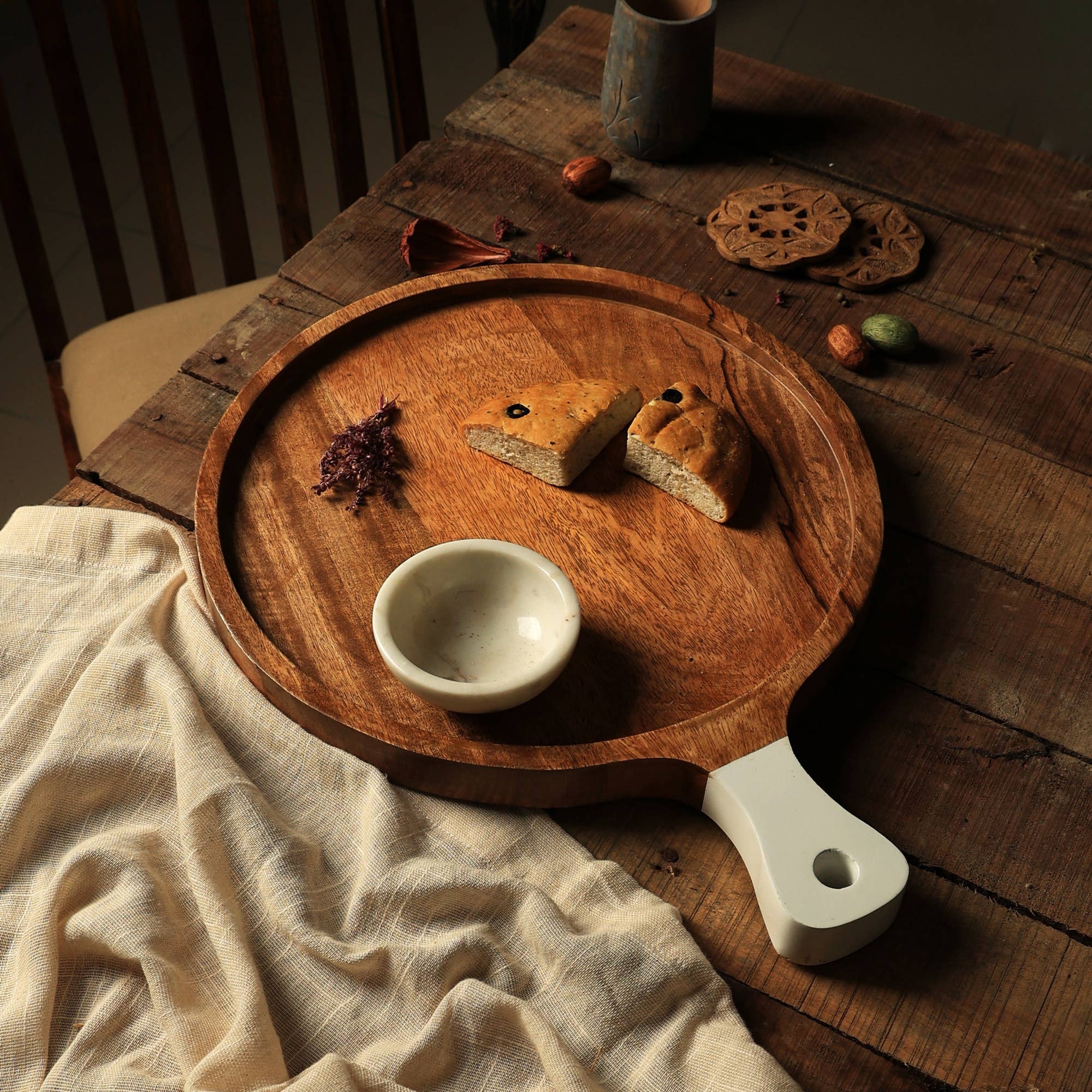 Rustic Oak Wooden Cheese Board